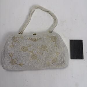 VTG Glass Beaded Clutch Evening Bag Cocktail Wedding 60’s Hide Away Strap Japan